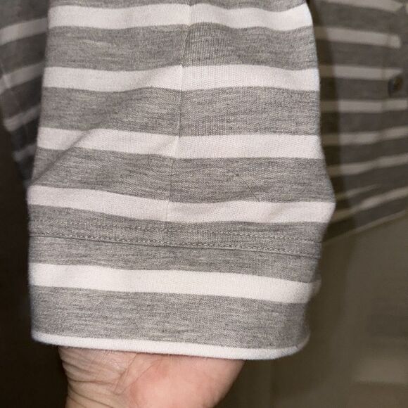 Millers 12 Heather Gray White Striped Mock Neck Full Zip Sweatshirt Jacket - Picture 6 of 14